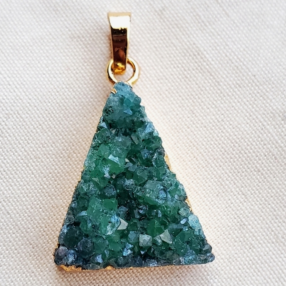 Drusy Green Pyramid Pendant
